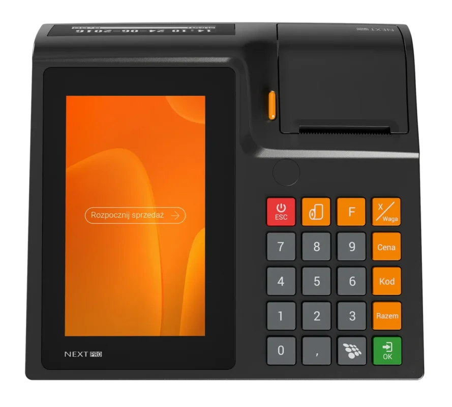 Kasa fiskalna NEXT PRO ONLINE BUS GSM24 – widok z góry.