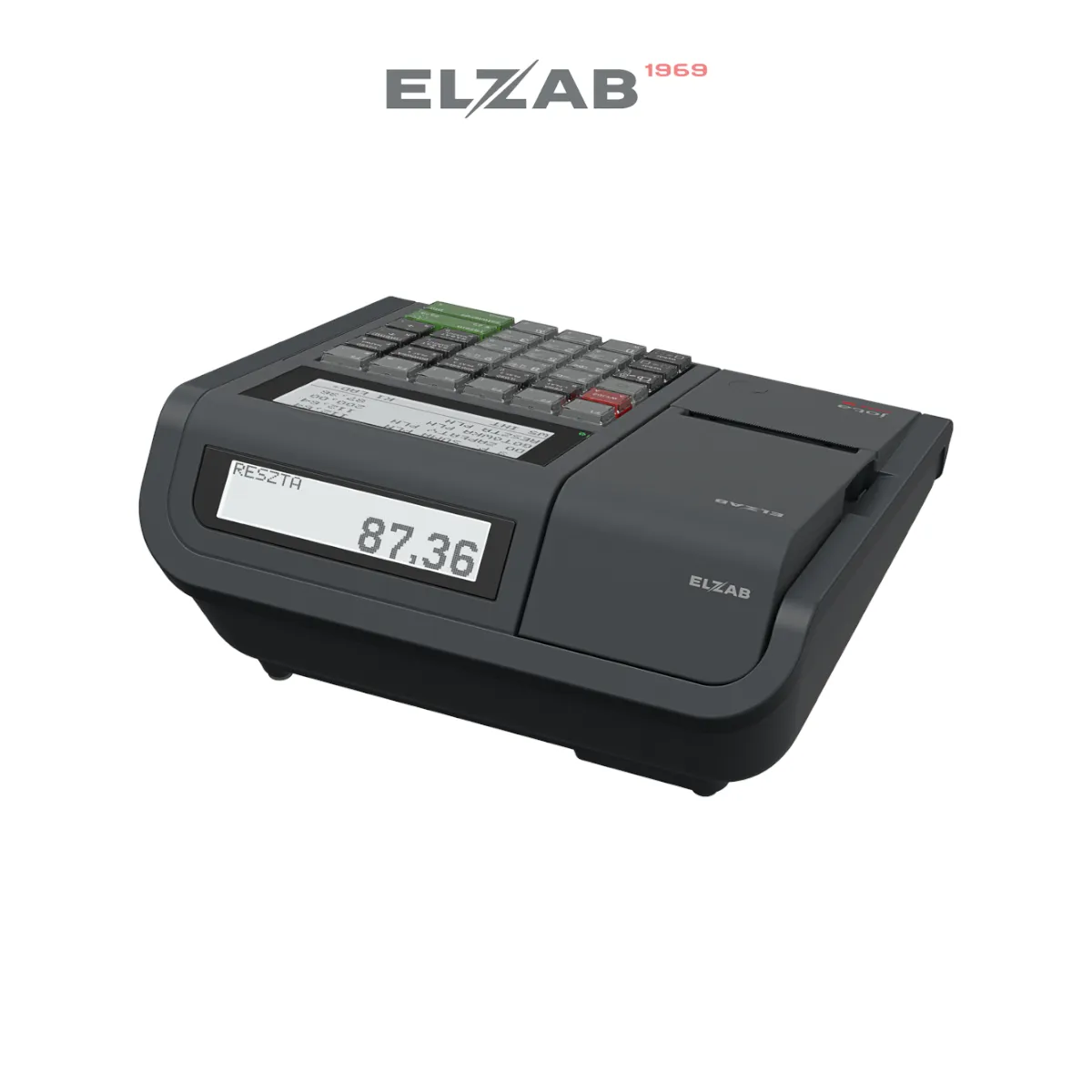 Kasa fiskalna ELZAB Jota - widok z boku pod kątem