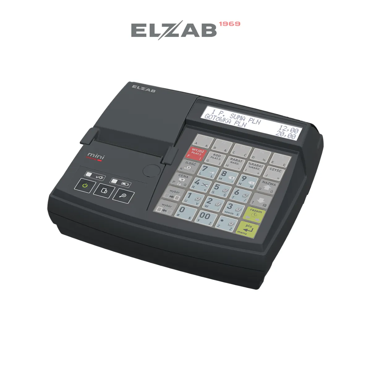 Kasa fiskalna ELZAB MINI - widok z góry pod kątem