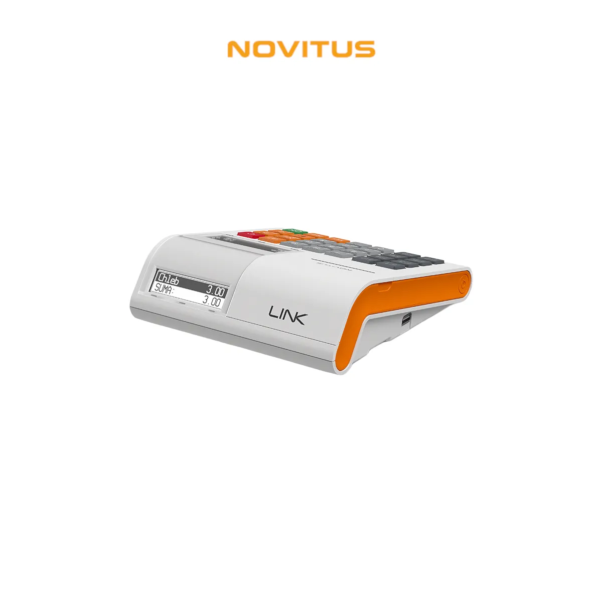 Kasa fiskalna NOVITUS LINK ONLINE - widok z przodu pod kątem
