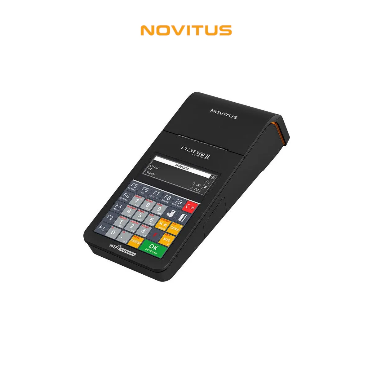 Kasa fiskalna NOVITUS NANO II ONLINE GSM24 - widok z góry pod kątem