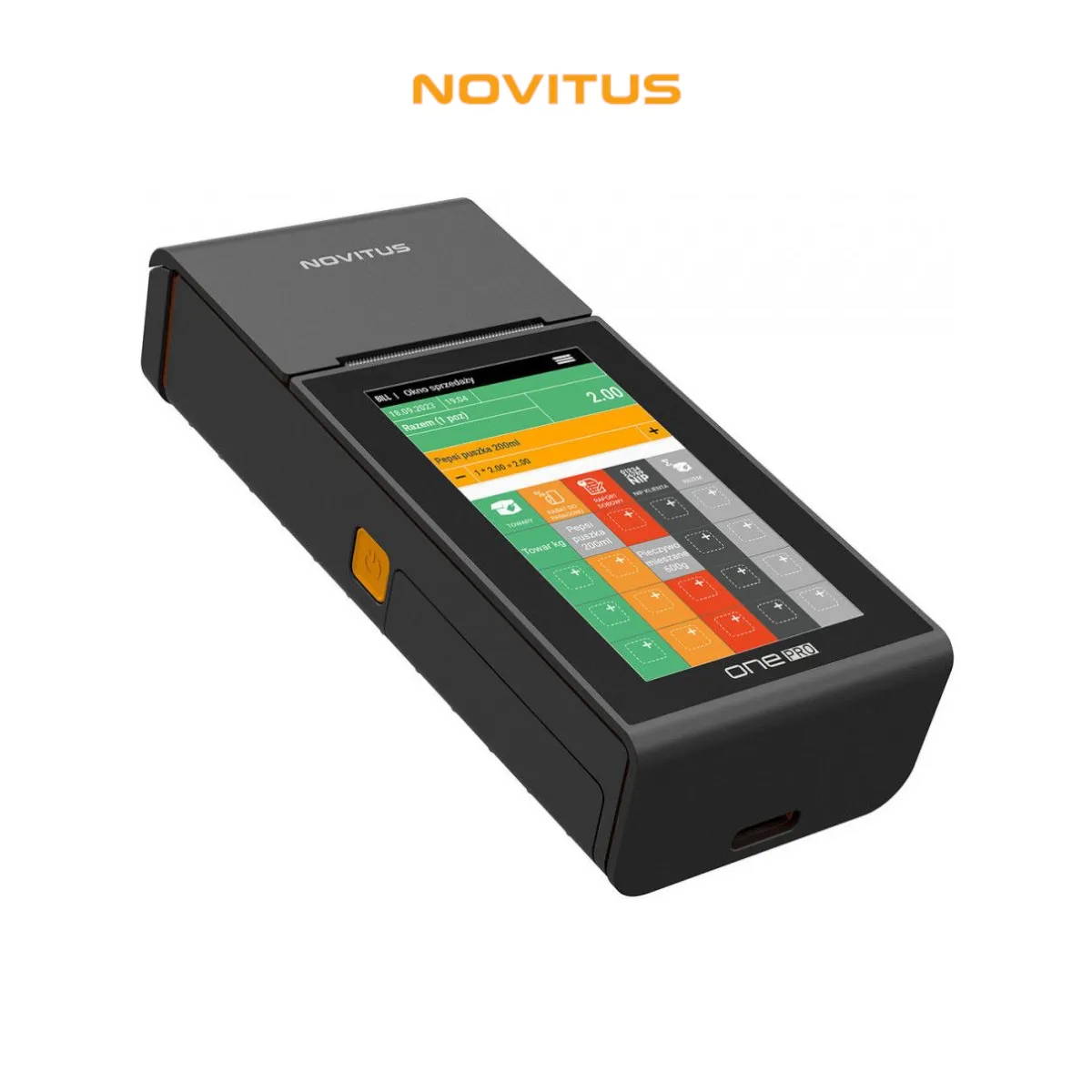 Kasa fiskalna NOVITUS ONE PRO - widok z boku pod kątem