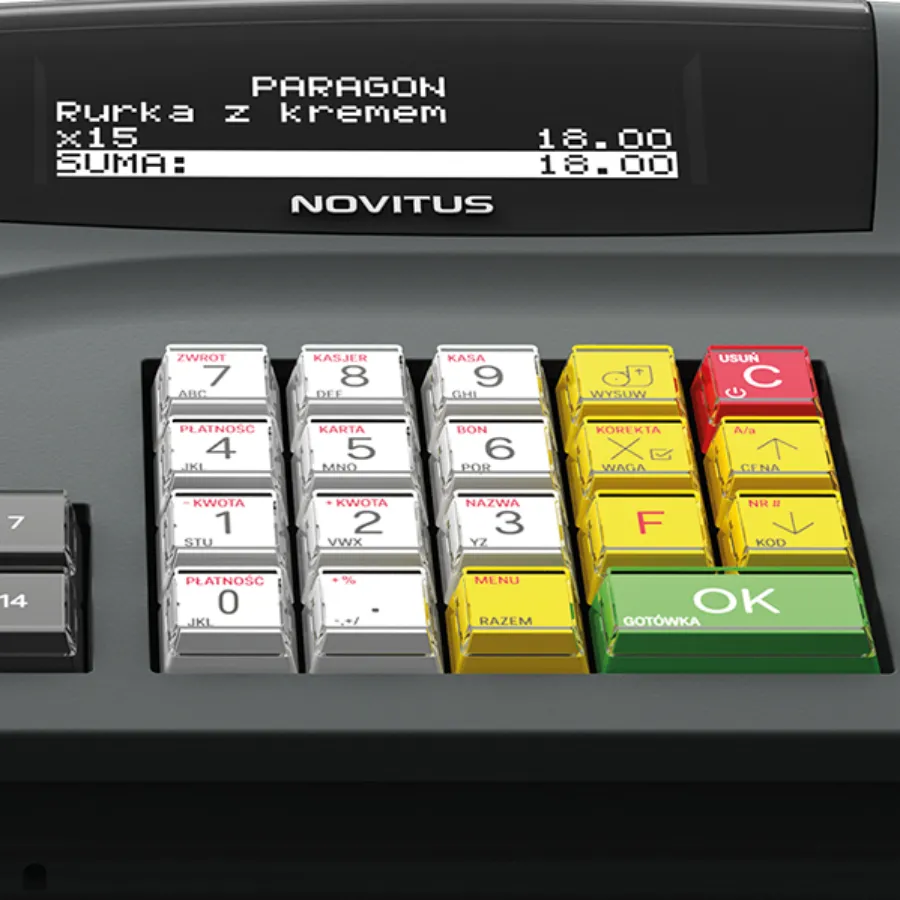 Kasa fiskalna NOVITUS SENTO ONLINE GSM – widok z przodu