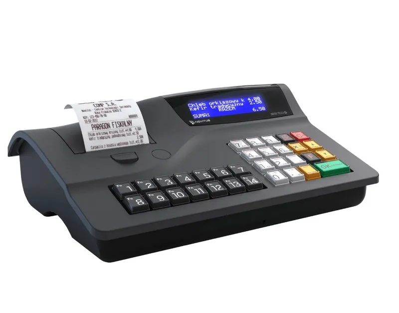 Kasa fiskalna NOVITUS SENTO ONLINE GSM – widok z przodu pod kątem