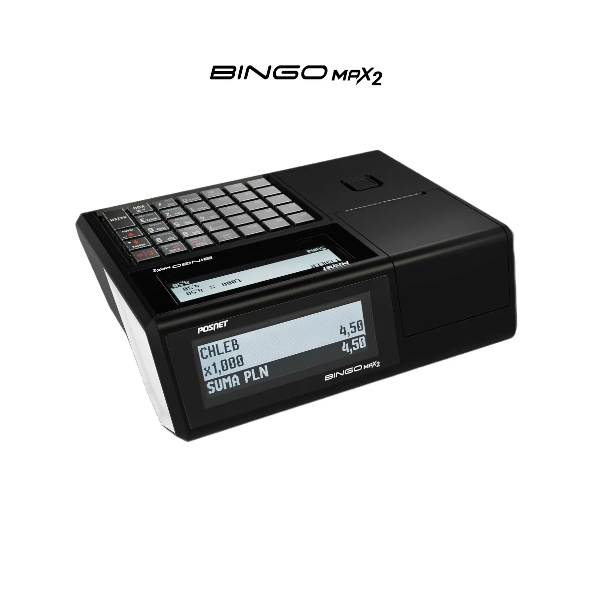 Kasa fiskalna POSNET BINGO MAX2 - widok od frontu pod kątem