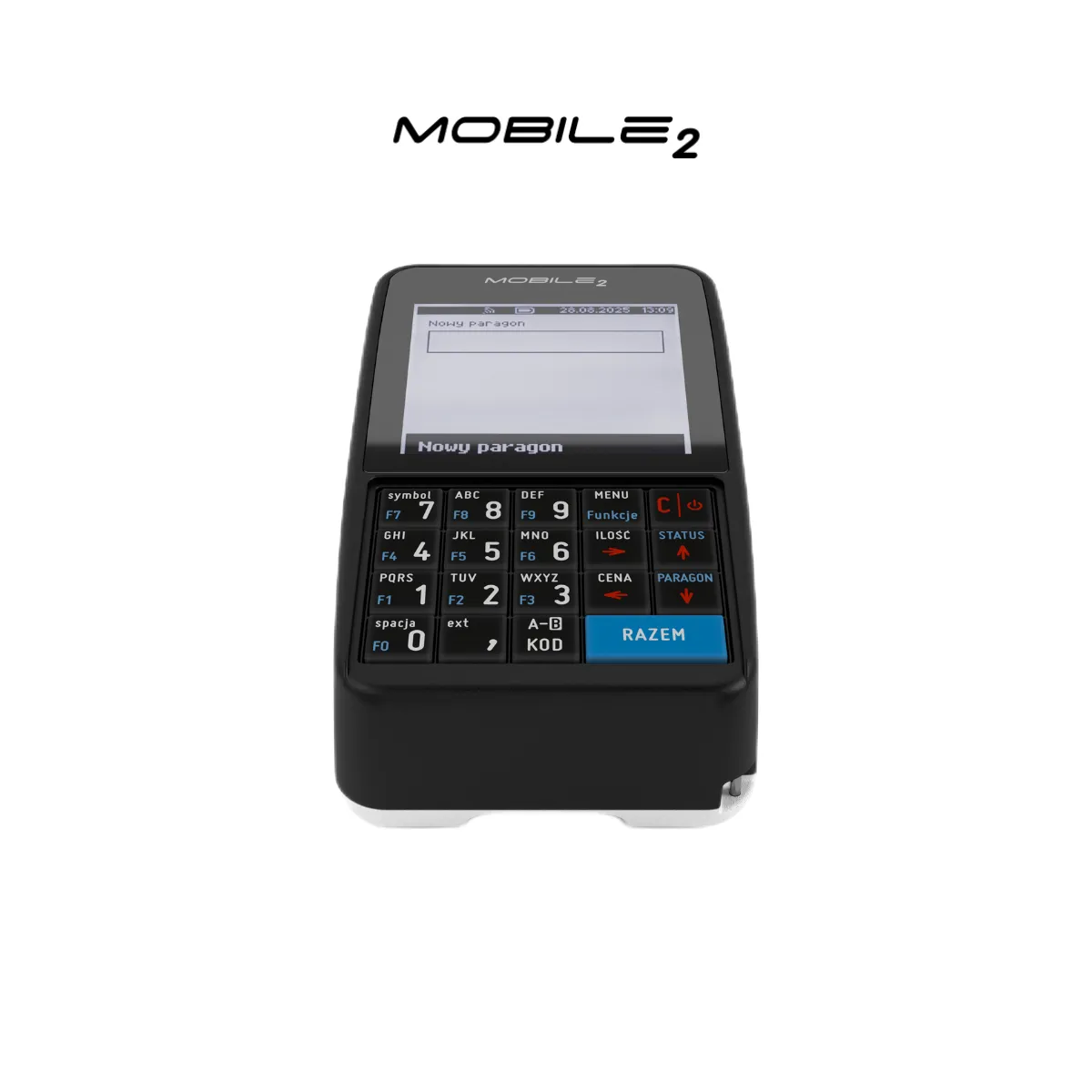 Kasa fiskalna POSNET MOBIEL2 ONLINE - widok z przodu