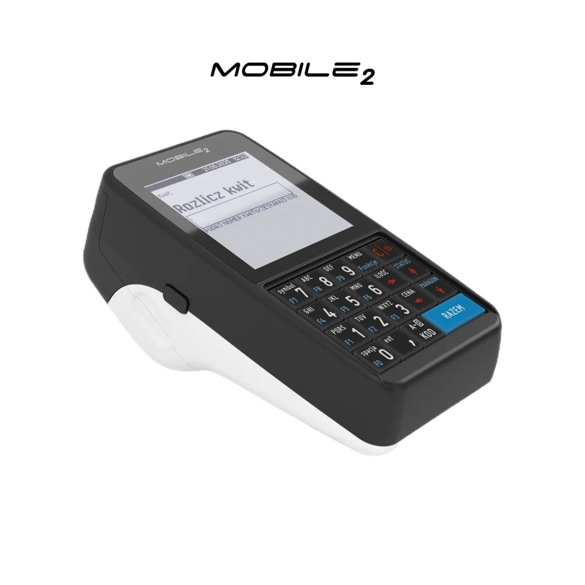 Kasa fiskalna POSNET MOBIEL2 ONLINE - widok z boku pod kątem