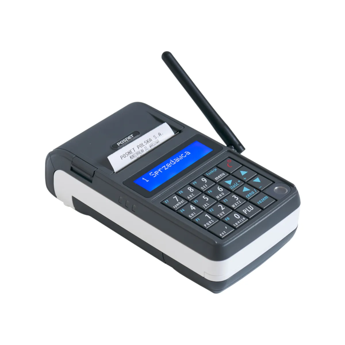 Kasa fiskalna POSNET MOBILE ONLINE - widok z góry z podłączoną anteną