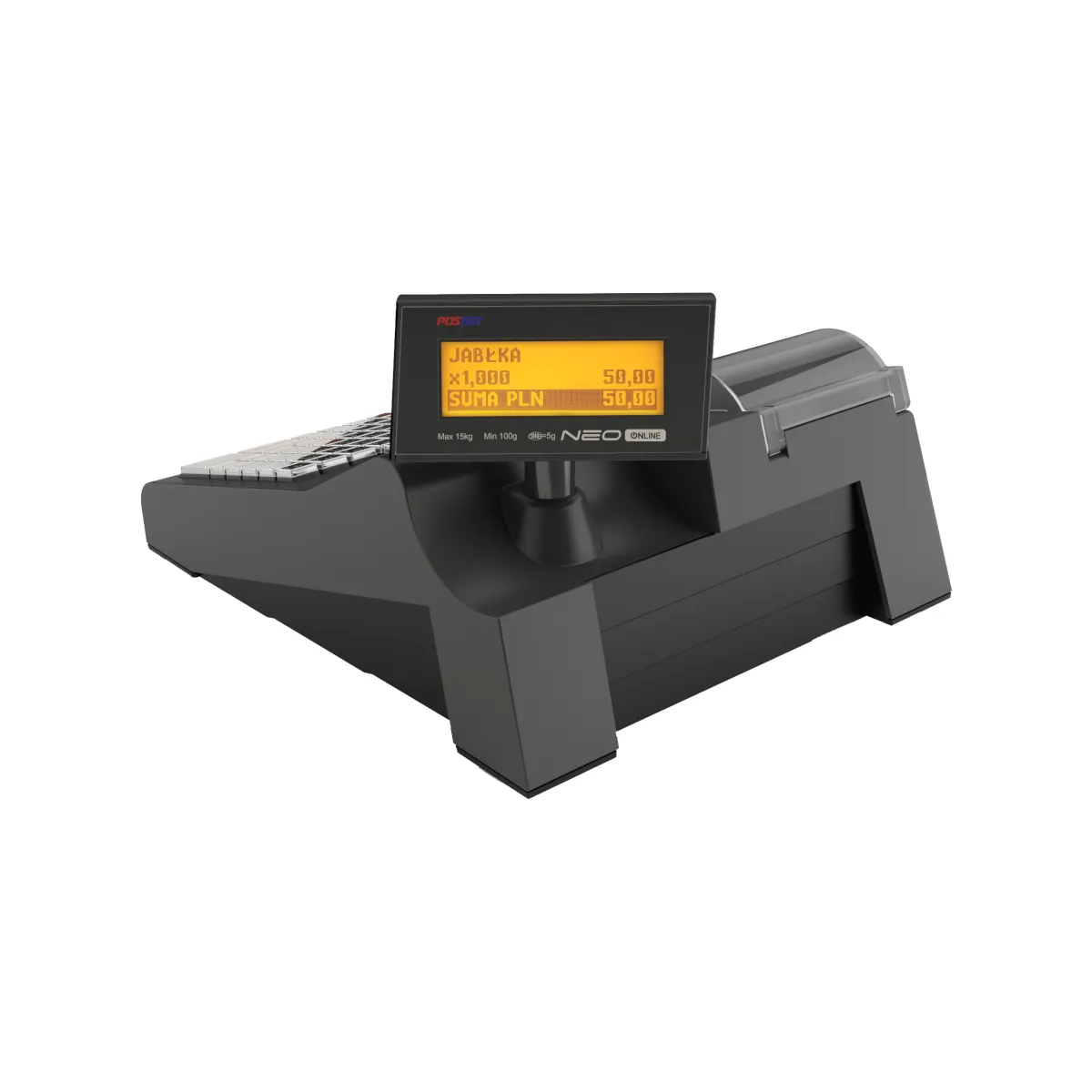 Kasa fiskalna POSNET NEO ONLINE - widok z tyłu pod kątem