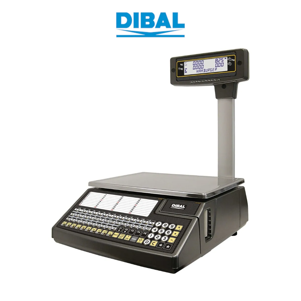 Waga etykietująca DIBAL W-025T - widok z przodu pod kątem