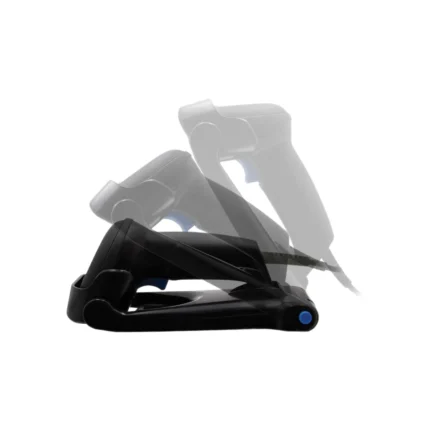 Czytnik kodów kreskowych DATALOGIC QD2200 - widok z boku z poświatą pokazującą możliwości ustawienia czytnika pod różnymi kątami