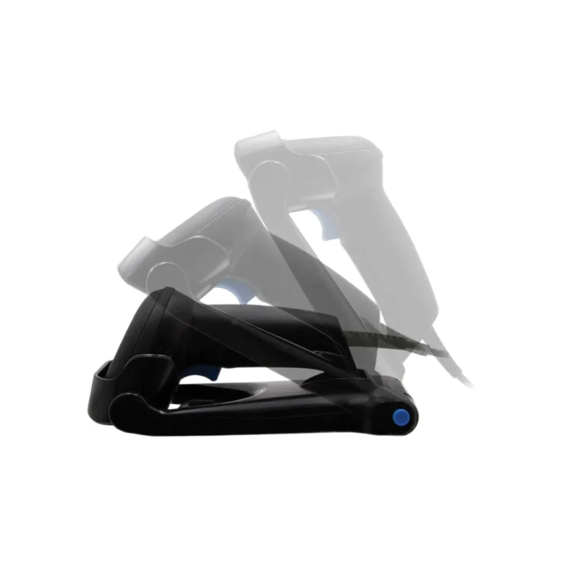 Czytnik kodów kreskowych DATALOGIC QD2200 - widok z boku z poświatą pokazującą możliwości ustawienia czytnika pod różnymi kątami