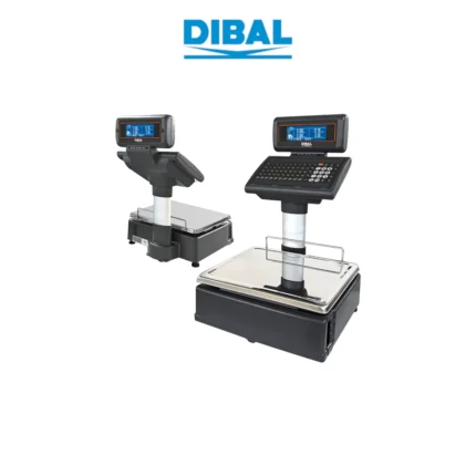 Waga etykietująca DIBAL D-545DB - widok z przodu oraz z tyłu pod kątem