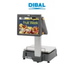 Waga etykietująca DIBAL D-955DB 12,1' + 12,1' cali - widok z tyłu pod kątem