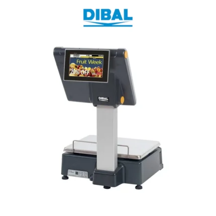 Waga etykietująca DIBAL D-955DB 12,1' + 7' cali - widok z tyłu pod kątem