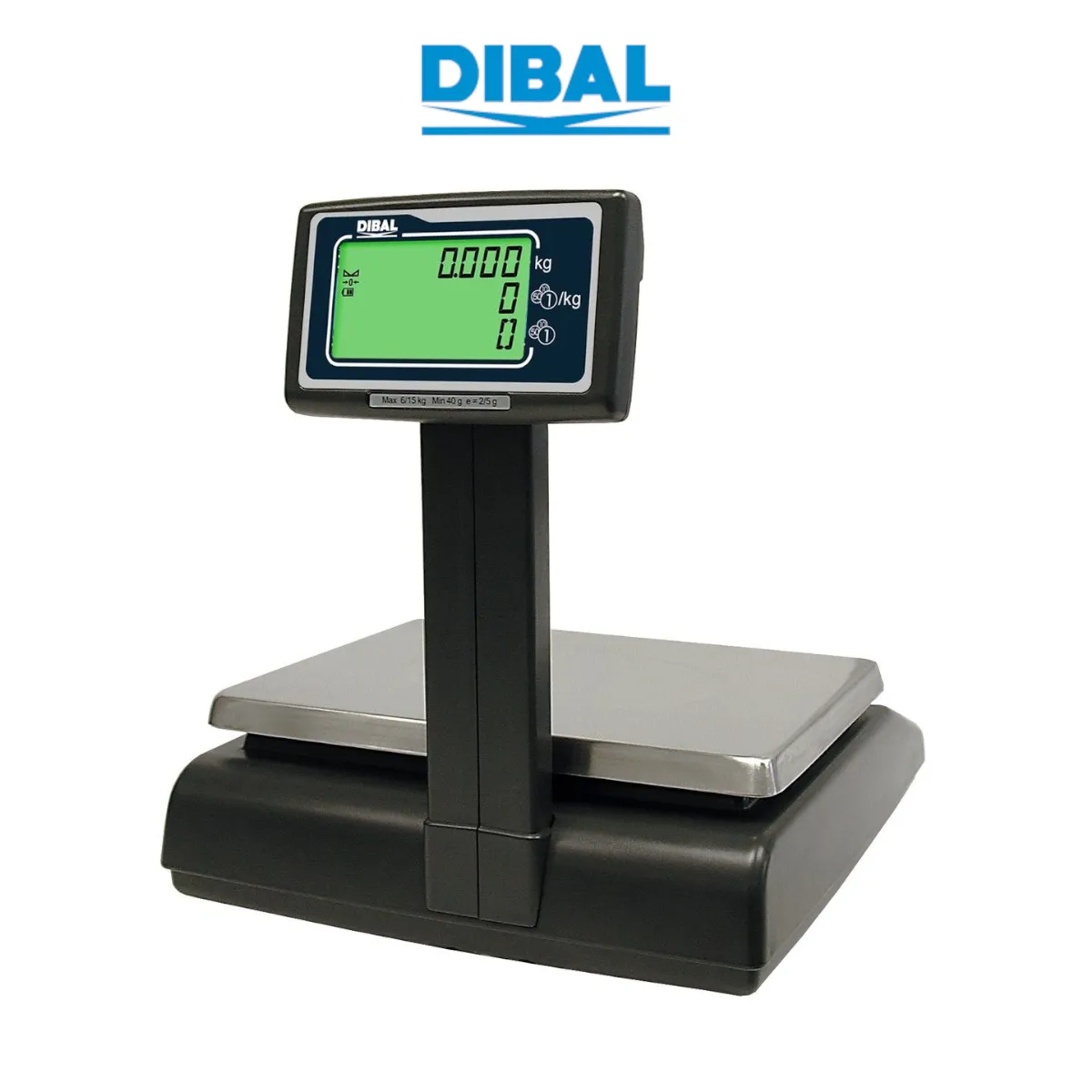 Waga kalkulacyjna DIBAL G-325 - widok z tyłu pod kątem z zamontowanym wysięgnikiem