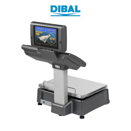 Waga etykietująca DIBAL S-545DB - widok z tyłu pod kątem