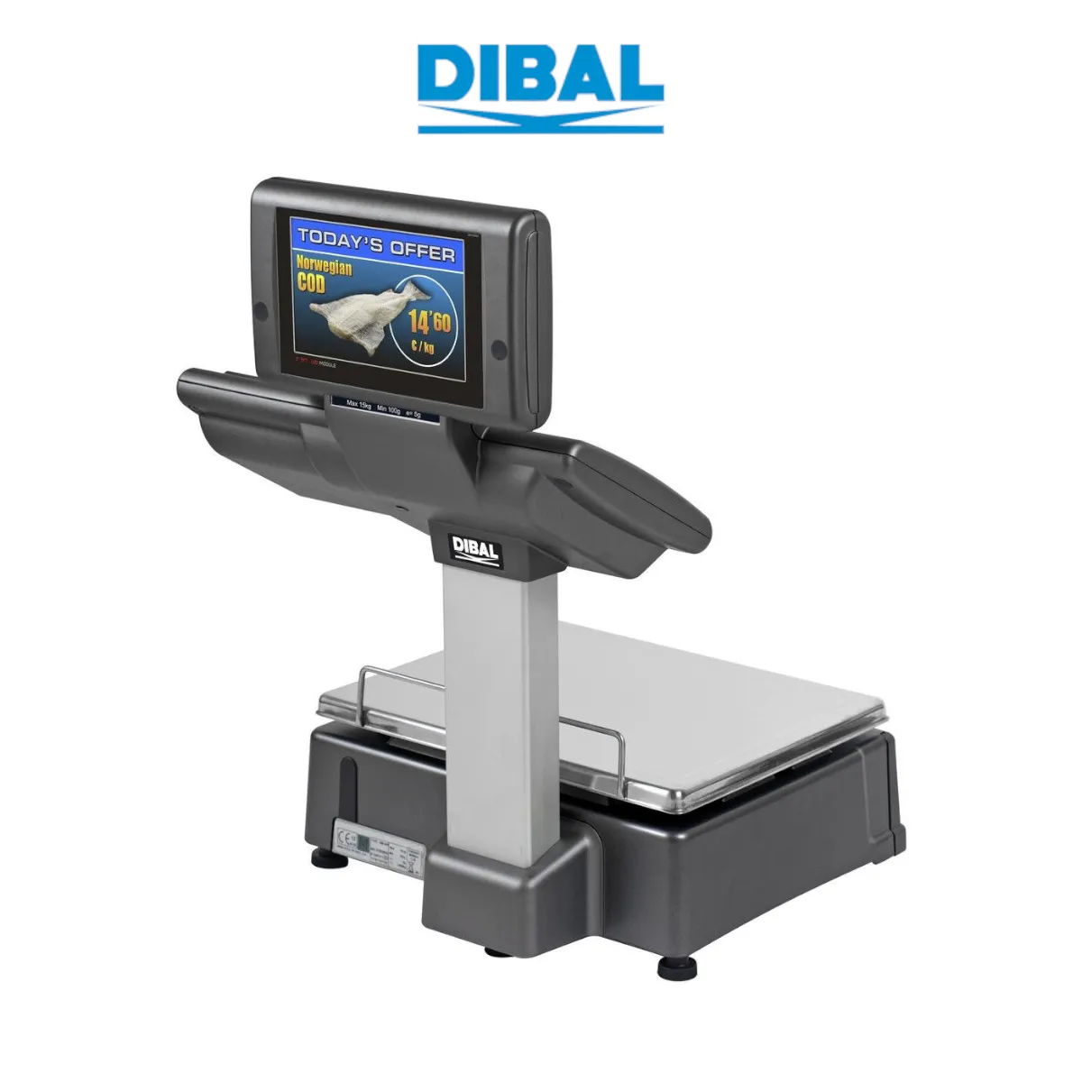 Waga etykietująca DIBAL S-545DB - widok z tyłu pod kątem