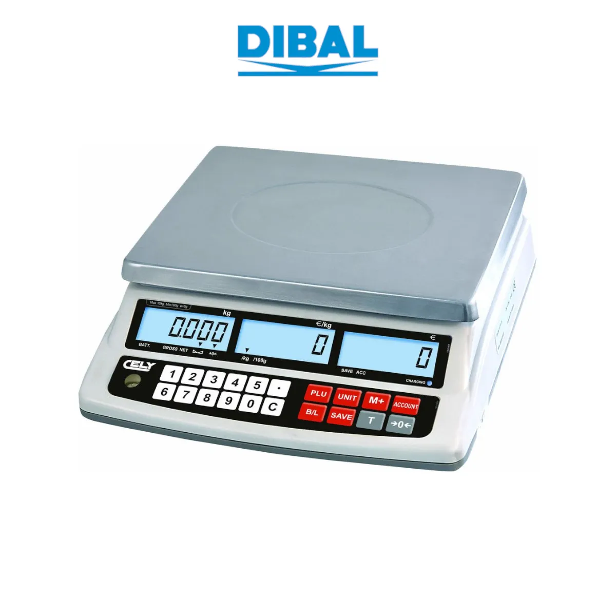 Waga kalkulacyjna DIBAL SPC-S - widok z przodu pod kątem