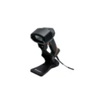 Czytnik kodów kreskowych NEWLAND NVH300 ANGLER DP - widok z boku pod kątem wraz z podstawką