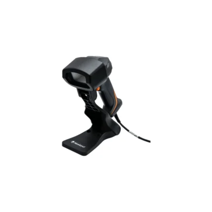 Czytnik kodów kreskowych NEWLAND NVH300 ANGLER DP - widok z boku pod kątem wraz z podstawką