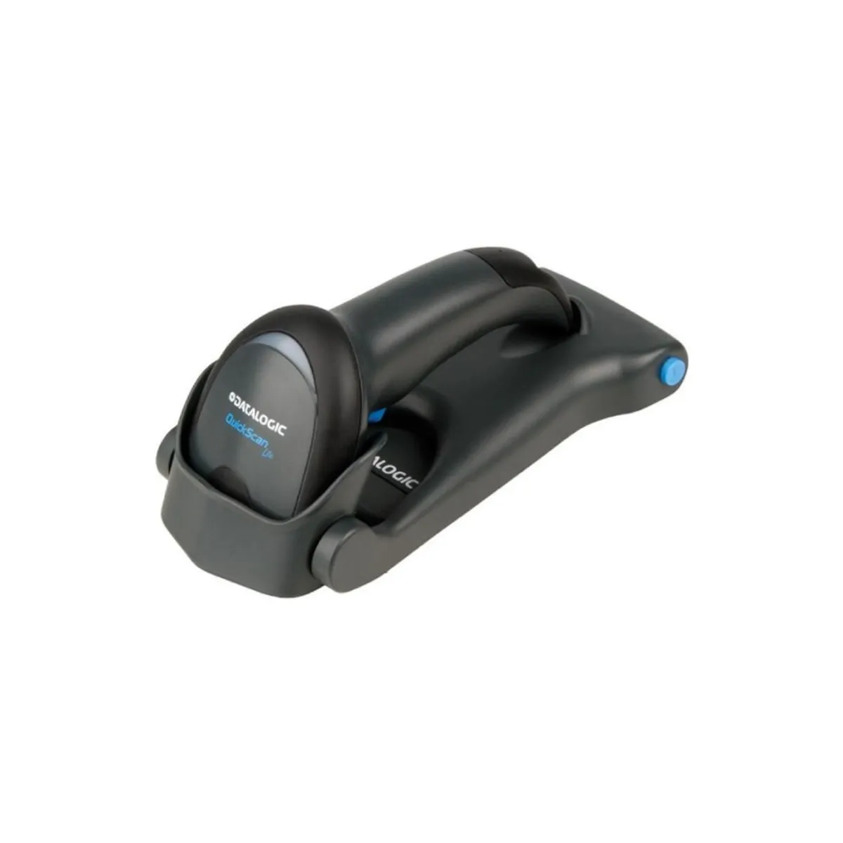 Czytnik kodów kreskowych DATALOGIC QW2100 - widok z góry pod kątem wraz z podstawką - kolor czarny