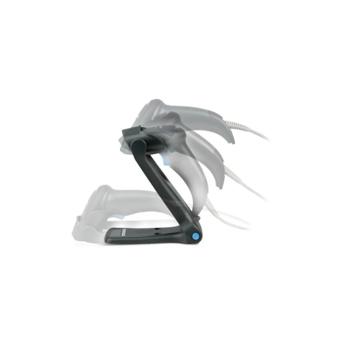 Czytnik kodów kreskowych DATALOGIC QW2100 - widok z boku wraz z podstawką - kolor czarny