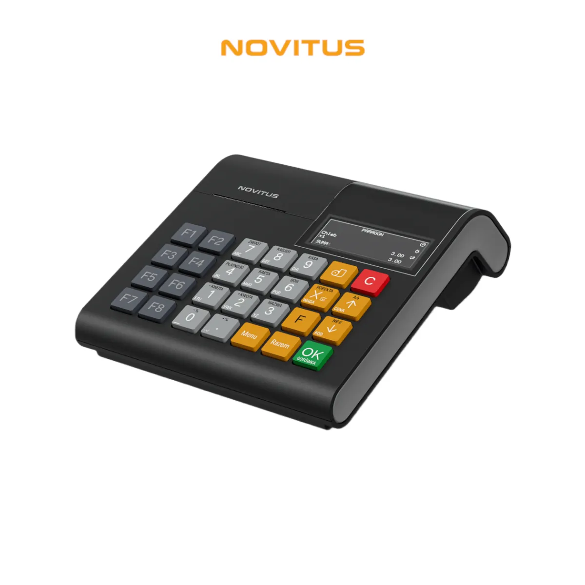 Kasa fiskalna NOVITUS LINK ONLINE GSM24 - widok z boku pod kątem