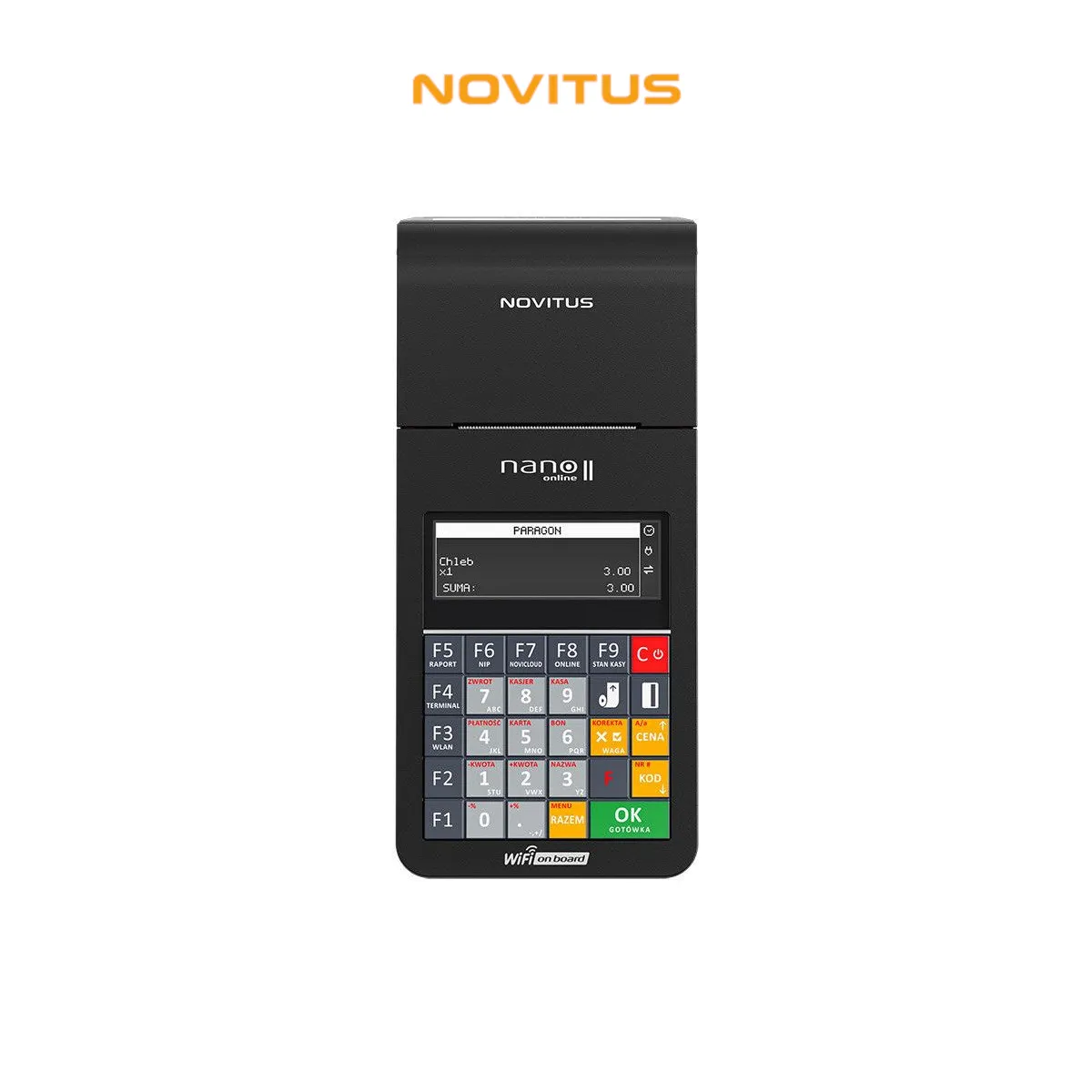 Kasa fiskalna NOVITUS NANO II ONLINE GSM24m - widok z góry