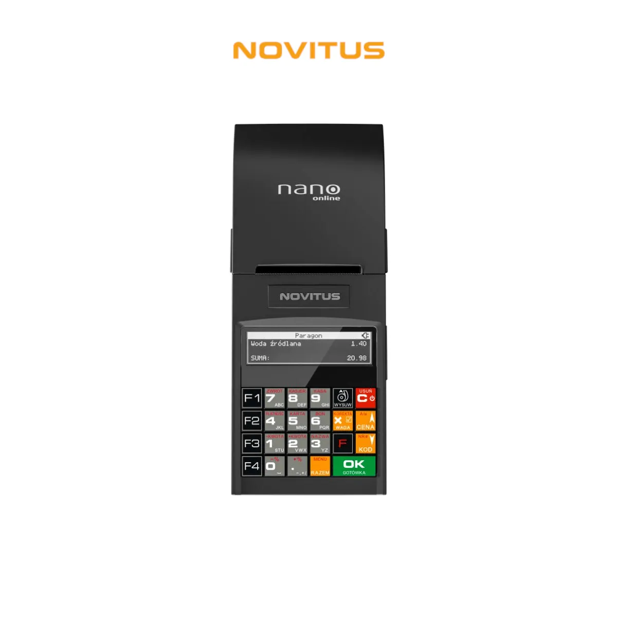 Kasa fiskalna NOVITUS NANO ONLINE GSM24 - widok z góry